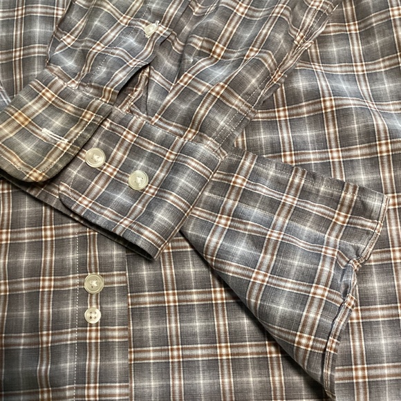Faconnable Classique grey and orange plaid cotton shirt - Picture 8 of 9
